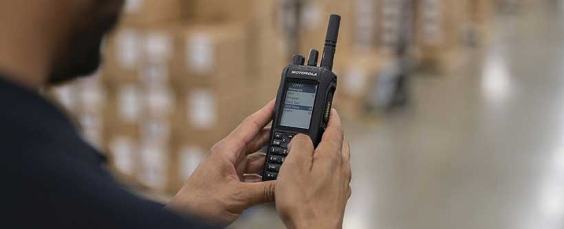 Man using an R7 radio